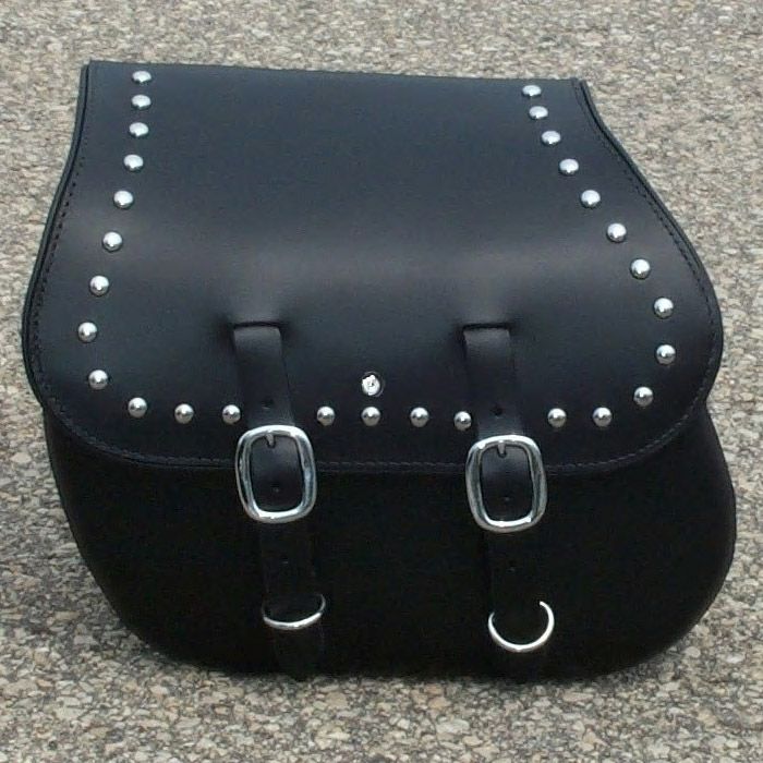 LEATHER PROS 本革デタッチャブル・サドルバッグ　スプリンガータイプリッド　スタッド付　左用　ダイナ用-01