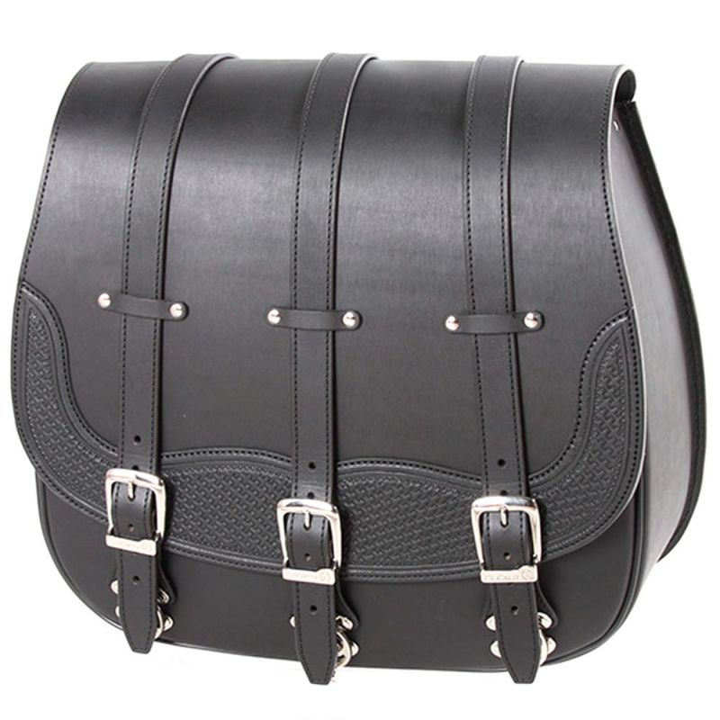 DEGNER カービング レザーサドルバッグ ブラック-01