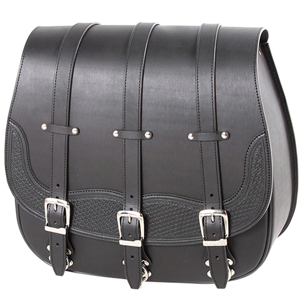 DEGNER カービング レザーサドルバッグ ブラック-01