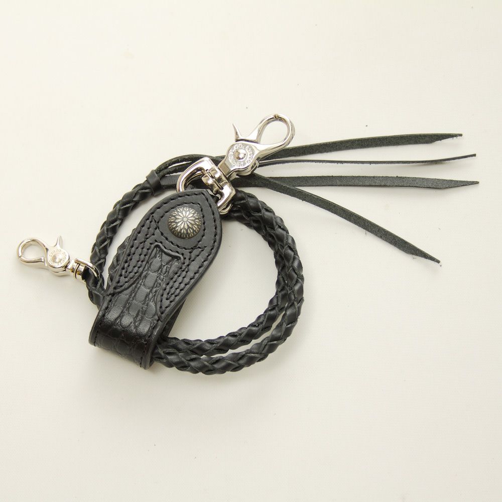 DEGNER クロコダイルエンボスレザー　ジップウォレット　ブラック-03