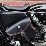 エンズクオイオ　マンボ　SPORTSTER用サイドバッグ　レッド・ステッチ　左用