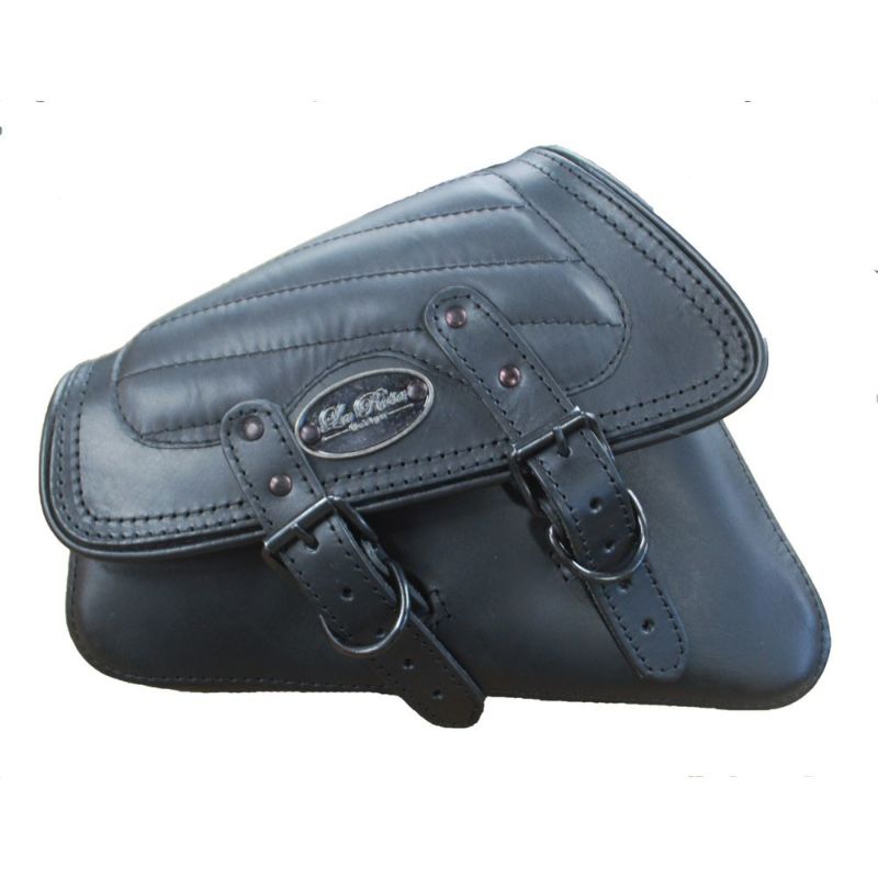 La Rosa Design スイングアームバッグ　左　ブラック x タック&ロールステッチ-01