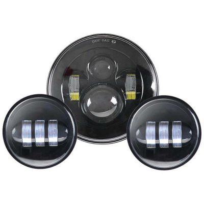 WMW LED 7インチヘッドライト＋4インチ補助ライトセット　ブラック
