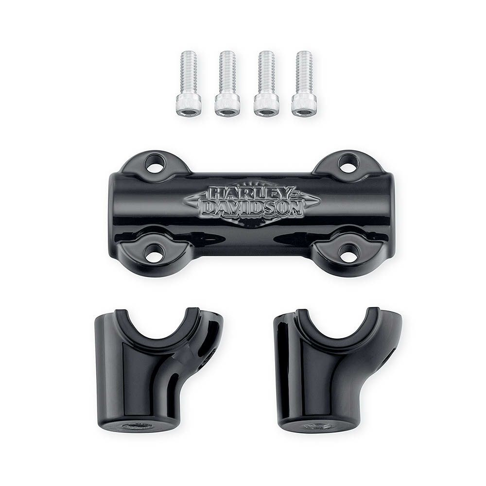 ハンドルバークランプ＆ライザーキット グロスブラック M8ソフテイル-01