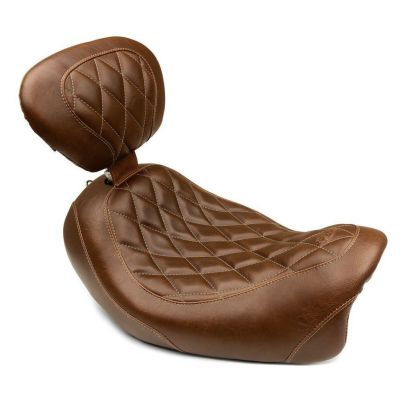 【SALE】マスタング ワイドトリッパー ソロシート バックレスト付 ダイアモンドステッチ ブラウン