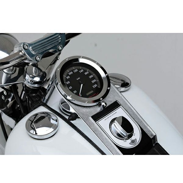 MCS ソフテイル用 5インチ スピードメーターベゼル クローム-01