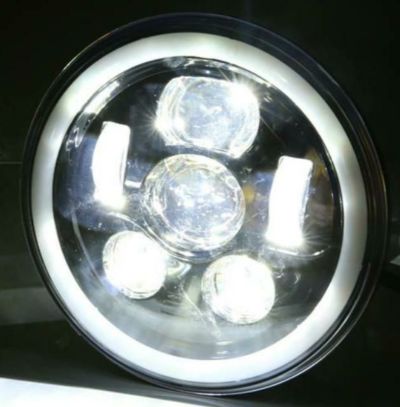 WMW 7インチ LEDヘッドライト HALOリング ブラック