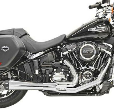 ハーレー M8 ローライダーST、スポーツグライド バッサーニ ROAD RAGE 2into1 マフラー クローム