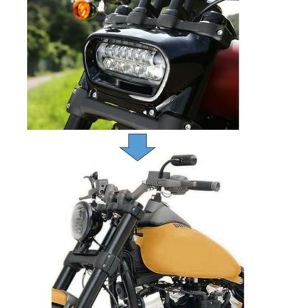 【SALE】Drag Specialties FXFBヘッドライトマウント コンバージョン　グロスブラック