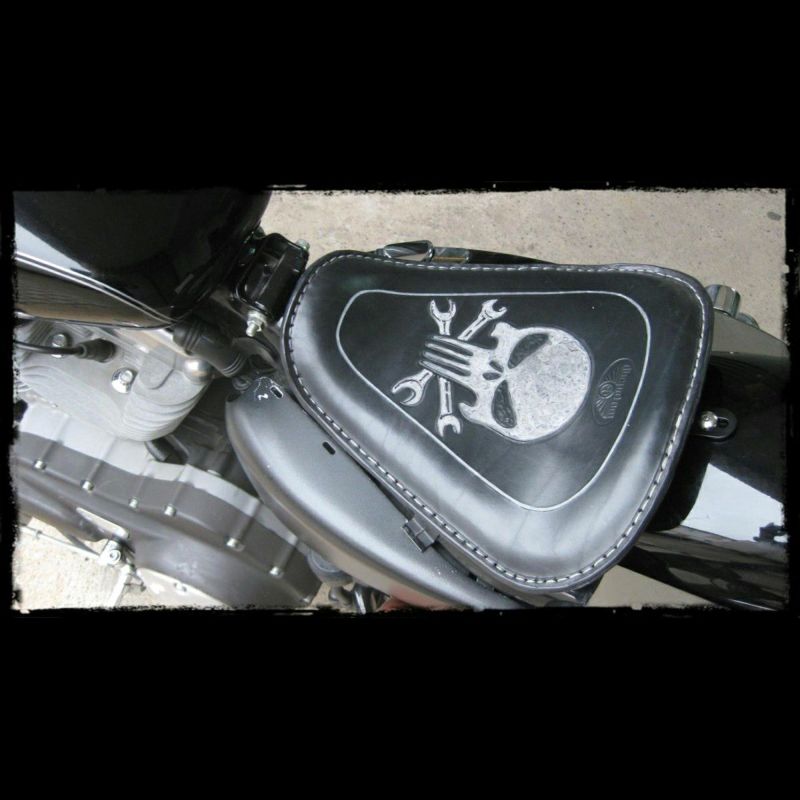 dhカスタム スポーツスター ソロシート スカル ブラック |ハーレー