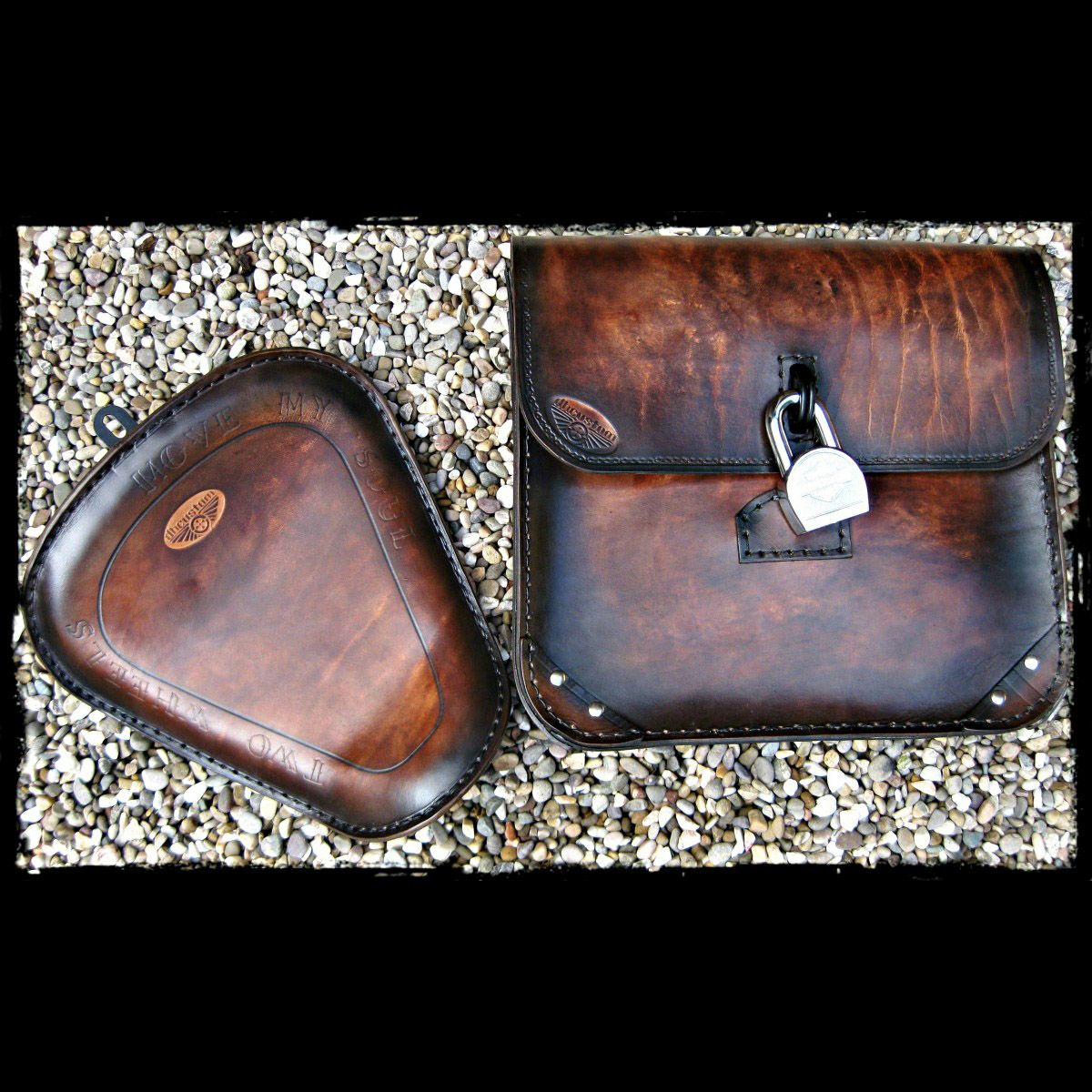 dhカスタム サドルバッグ パッドロック式  ブラウン-04