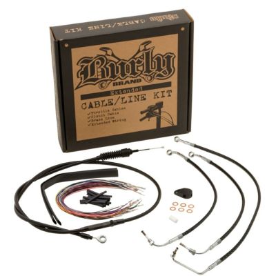 BURLY ハーレー、ツーリングモデル ブラックケーブルキット 13～15インチ
