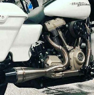 SAWICKI ショーティー2IN1・フルエキゾーストマフラー ステンレスブラシ仕上げ M8ツーリング
