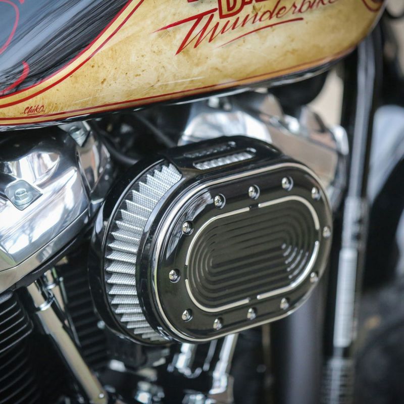 Thunderbike オーバル・エアクリーナーキット ブラック |ハーレー 