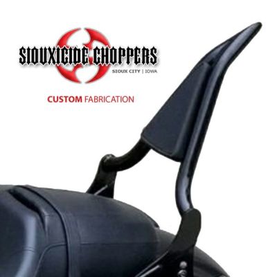 ツーリング用デタッチャブル バックレスト 16インチ高 1.25インチ径 ブラック パッド付 Siouxside Choppers