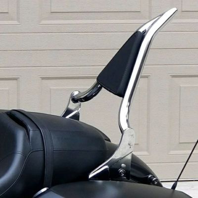 ツーリング用デタッチャブル バックレスト 16インチ高 1.25インチ径 クローム パッド付 Siouxside Choppers