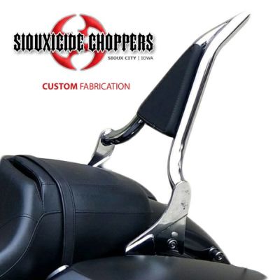 1997～2008 ツーリング用デタッチャブル バックレスト 16インチ高 1.25インチ径 クローム パッド付 Siouxside Choppers