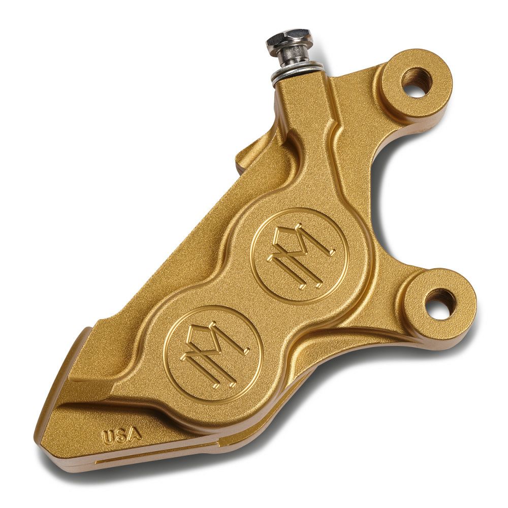 Performance Machine 4ピストン フロントブレーキキャリパー 右用 ゴールドOPS-01
