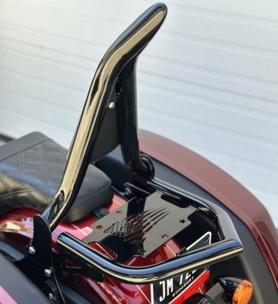 ツーリング用デタッチャブル バックレスト 16インチ高 1.5インチ径 ブラック パッド付 Siouxside Choppers