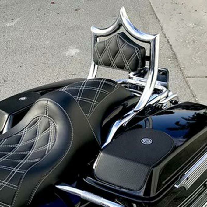 CMC エル・レイ デタッチャブルバックレスト クローム ダイアモンドパッド　ホワイトステッチ-04