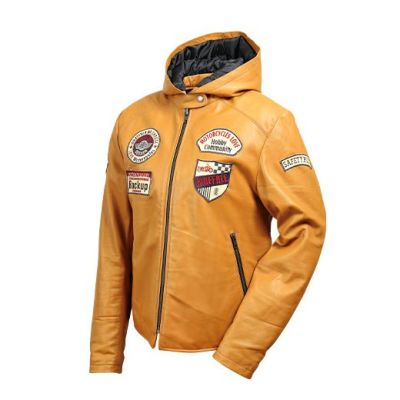 デグナー レディース・フード付シープレザージャケット キャメル Lサイズ