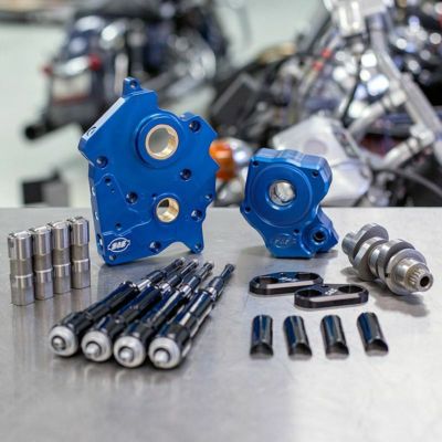 S&S チェーンドライブ・465カムチェストキット ブラックプッシュロッドチューブ M8
