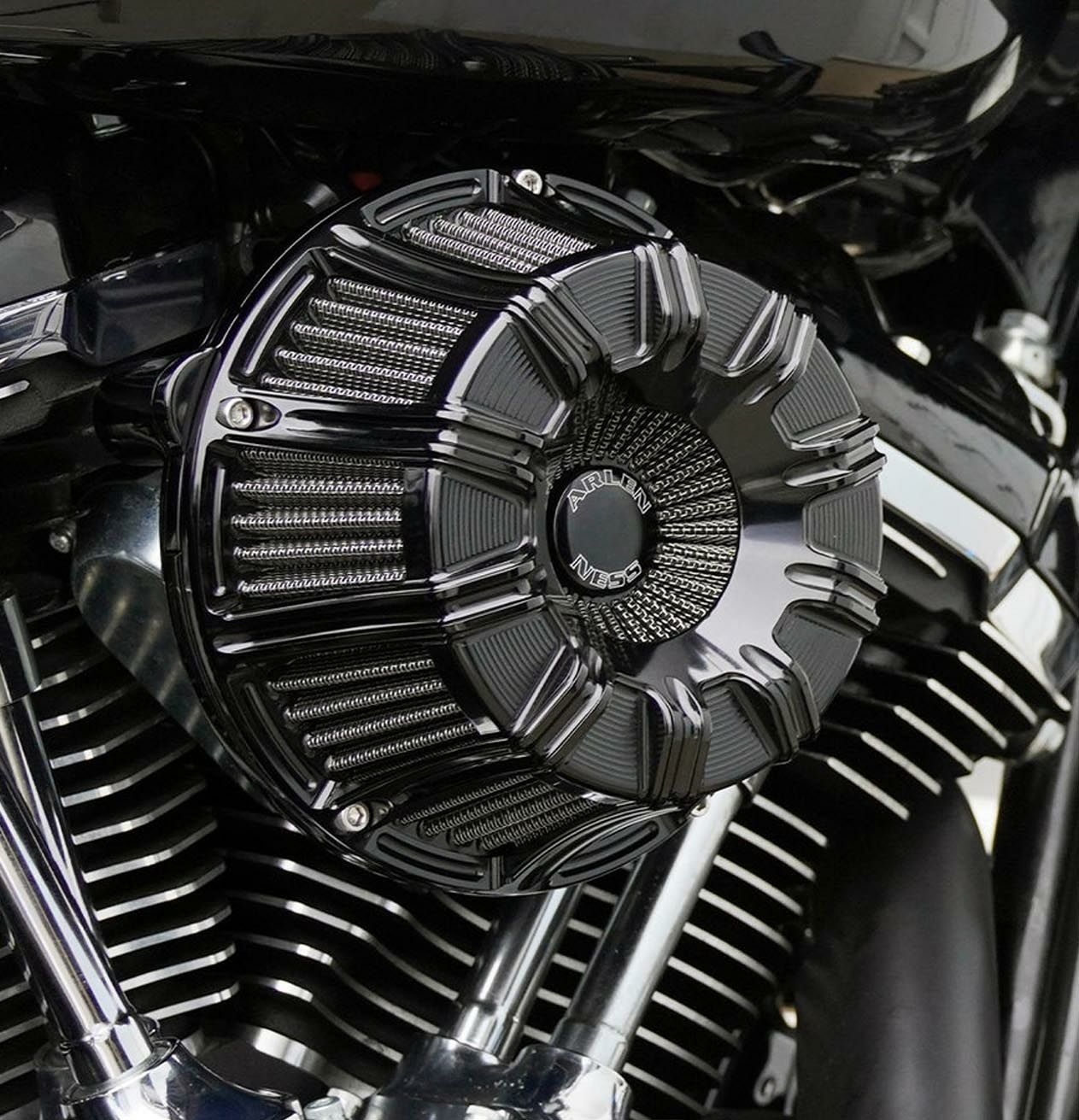 Arlen Ness 10ゲージ・INVERTEDエアクリーナー オールブラック 