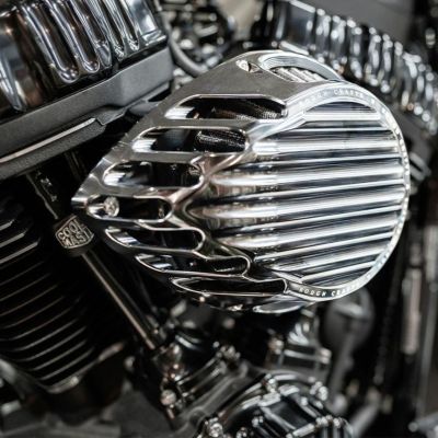 Rough Crafts フィンデザイン・エアクリーナー ツインカム・電子制御スロットル用 クローム