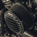 Rough Crafts フィンデザイン・ラウンドエアクリーナー ツインカム・ケーブルスロットル用 ブラック