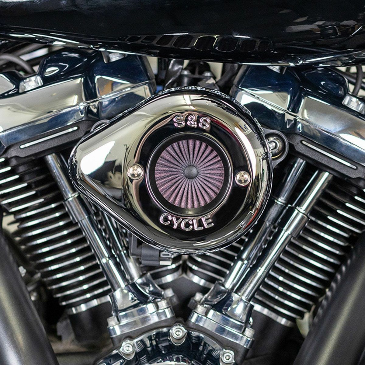 【SALE】S&S Air Stinger ティアドロップ・ステルスエアクリーナー クローム M8用-02