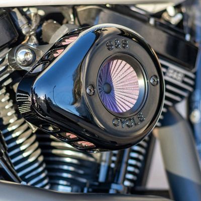 170-0722A: S&S Air Stinger ティアドロップ・ステルスエアクリーナー グロスブラック TwinCamケーブルスロットル用