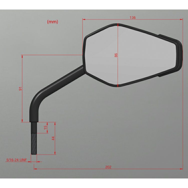 WUNDERKIND ハーレー用ハンドルバーミラー ブラックxシルバー 左側-04