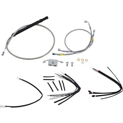BURLY ステンレスケーブルキット 14インチエイプハンドル用　FLHC/S、FLDE、FLSL、FLFB/S