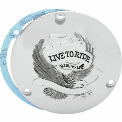 Drag Specialties Live to Ride　ダービーカバー　クローム　1984～1998 ダイナ、ソフテイル、ツーリング