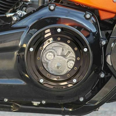 Ricks Motorcycles Porthole・2019～2024 ソフテイル用ダービーカバー ロゴ入り グロスブラック