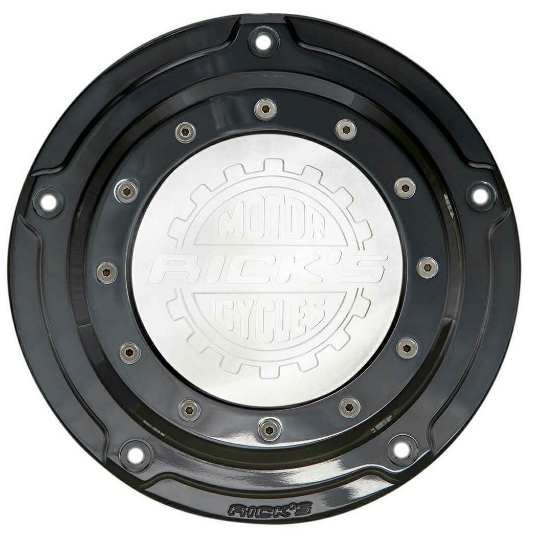 Ricks Motorcycles Porthole・2019～2021ソフテイル用ダービーカバー ロゴ入り グロスブラック-02