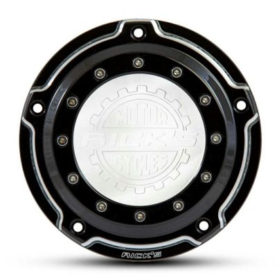 Ricks Motorcycles Porthole・2019～2024 ソフテイル用ダービーカバー ロゴ入り グロスブラック/シルバー