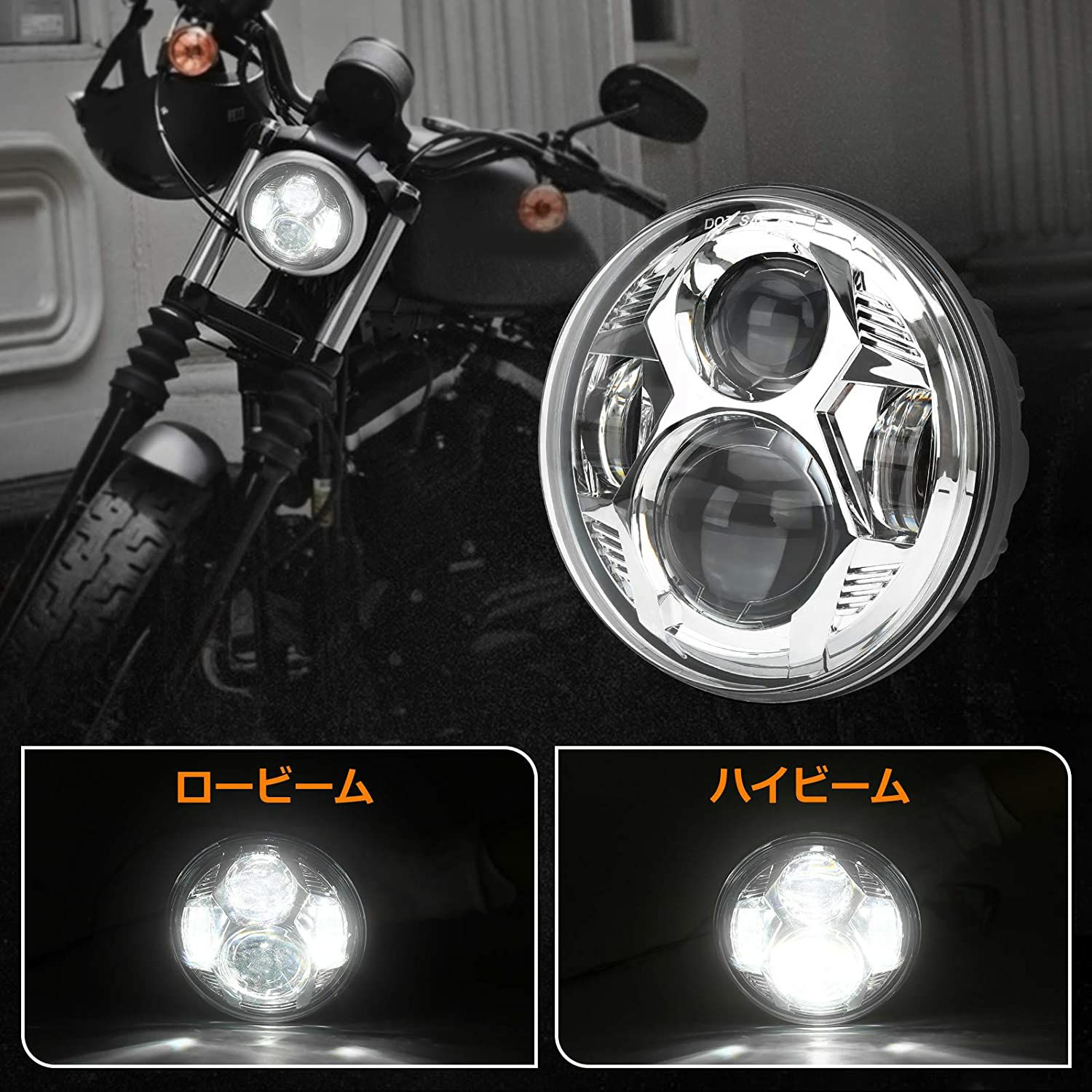 WMW プロジェクターLED 5-3/4インチ・ヘッドライト ハーレー用 