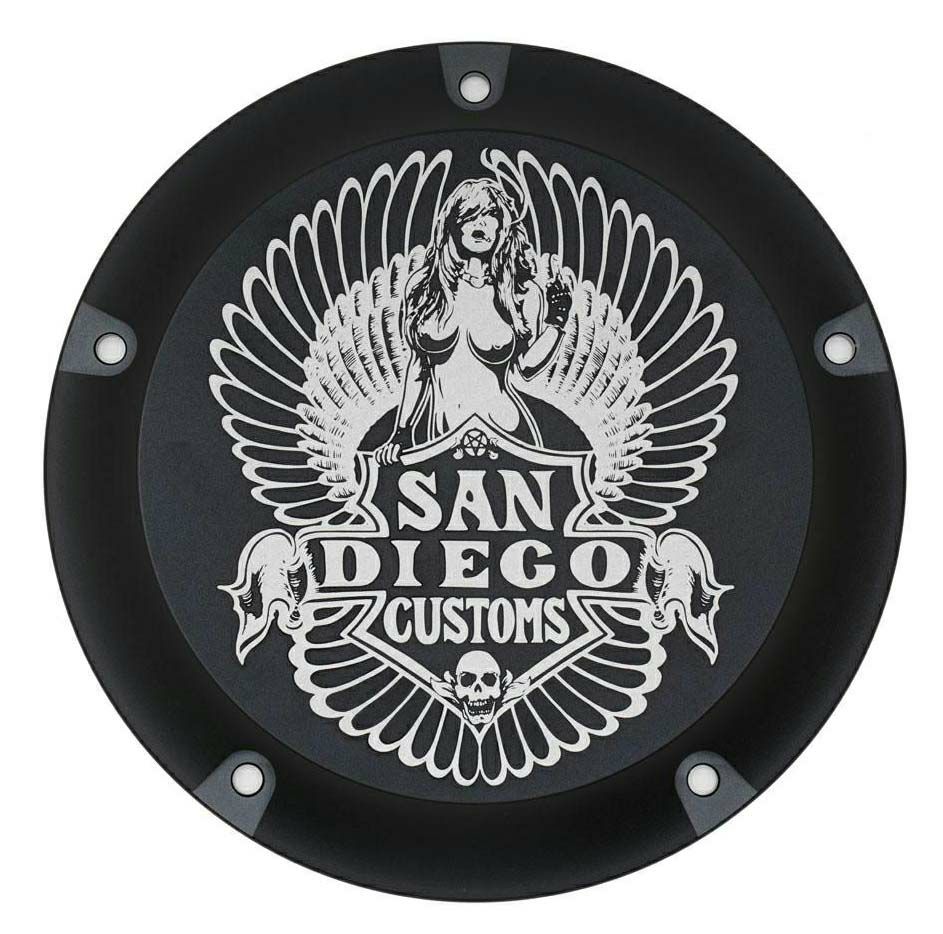 San Diego Customs EASY ハーレーM8ツーリング用ダービーカバー ステルスブラック-01