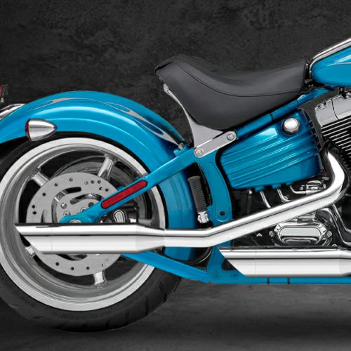 KessTech 音量可変スリップオンマフラー 2008～2011 Softail FXCW、FXCWC クローム EURO3-01