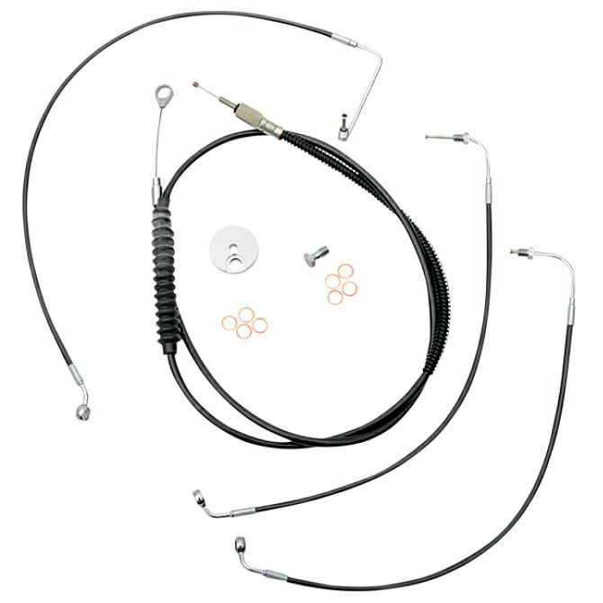 LA Choppers 12～14インチエイプハンドル用ケーブルキット FXLRS、FXFB、FXFBS ブラックビニール-01