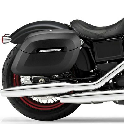 ハーレー・FXDB用 Lamellar レザーカバード・ラージ ハードサドルバッグ グロスブラック Viking Bags-01