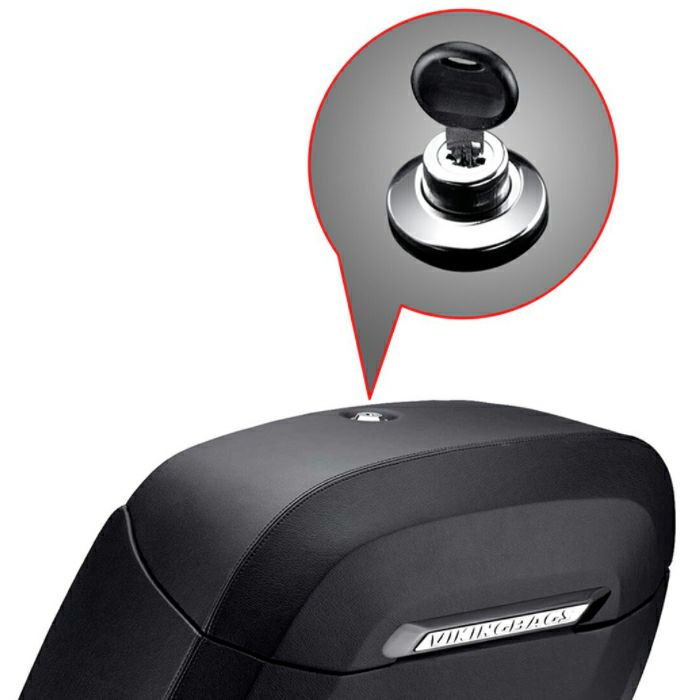 ハーレー・FXDB用 Lamellar レザーカバード・ラージ ハードサドルバッグ グロスブラック Viking Bags-05