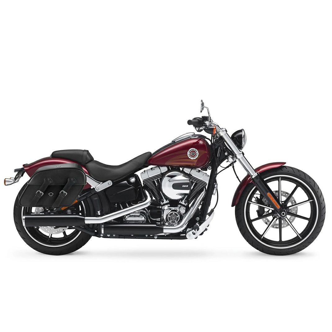 ハーレー・FXSB、FXBR用 Raven ミディアム レザーサドルバッグ Viking Bags-02