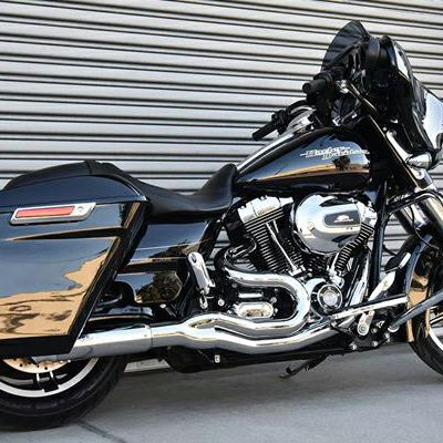 2007～2016 ツーリング用 ロードレイジ・HOT ROD Turnout 2-1フルエキゾーストマフラー クローム Bassani