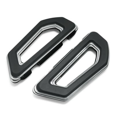 ハーレー ツーリング、ソフテイル、ダイナ用 エンパイア パッセンジャーフットボードキット ブラック/シルバー