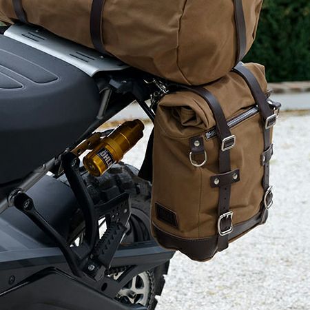 ハーレー パンアメリカ用 キャンバス・サイドパニアキット 左用 ベージュ/ブラウン UNIT GARAGE-01