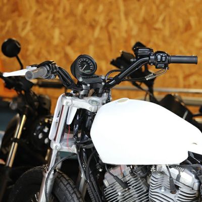 ケーブルスロットル車用 フラットトラックバー ディンプル付き ブラック GLEAMING WORKS