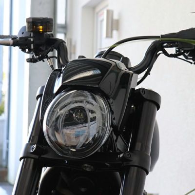 スポーツスターS NRSスタイル LEDヘッドライト&ヘッドライトバイザー(未塗装) Cult Werk