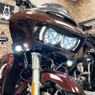 ハーレー ロードグライド デミ・ヘッドライトグリル グロスブラック HOGWORKZ